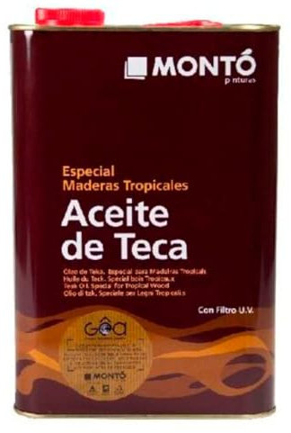 Mezcla de Aceites Naturales al Disolvente para Nutrir y Proteger Maderas de Exterior Sin Barnizar. Con Filtro UV. Aceite de Teca Color Miel 900 (750 ml)