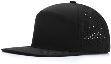 imflyker Men & Women Flat Brim Baseball Cap Snapback Cap Adjustable (US, Alpha, One Size, Black)