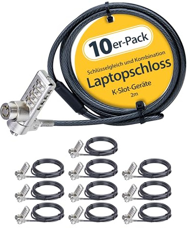 StarTech.com Paquete de 10 Cables de Seguridad Antirrobo Candado K-Slot de Llave y Clave para Portátil - Misma Llave