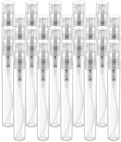 YQQYG 20PCS Perfume Sample Bottles, 5ml Mini Spray Bottle Mini Perfume Bottle Refillable Travel Bottles Sample Containers Clear Plastic Portable