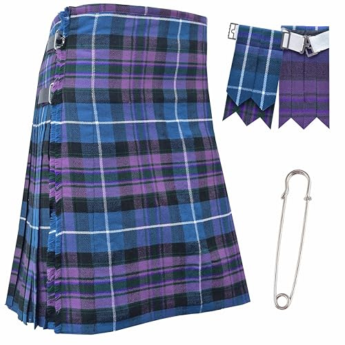 Kilts for Men – Traditional Scottish Tartan 5 Yards 16oz Premium Acrylic Wool, Handmade tartan kilts with 3 Leather Strap - Include Kilt Flashes and Kilt Pin