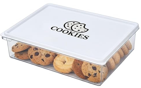 Punorric Biscuit Container with Lid, 3Litre Airtight Biscuit Tin for Fresh Storage, Clear Cookie Jar and Biscuit Jar Organizer, Air Tight Food Storage Container for Kitchen Countertop and Pantry