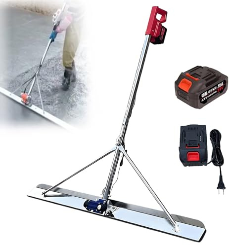 EpyGnom Power Concrete Screed, Battery Powered Concrete Finishing Vibra Tool, with Speed Adjustment, Concrete Surface Leveling Tamper Ruler for Finishing Leveling Floors & Driveways 128W-2m