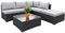 Enjoy Fit Gartenmöbel Rattan Polyrattan Lounge Sitzgruppe Garnitur aus Sessel Sofa Hocker Tisch mit Glas, Modell: Capri
