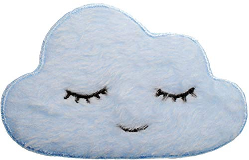 alles-meine.de GmbH 2 Stück Bügelbilder - 3D Effekt - süße Blaue Wolke - 8 cm * 5,1 cm - Aufnäher/Applikationen/Aufbügler - gewebte Flicken - Bügelflicken/Hosenflicken - ..