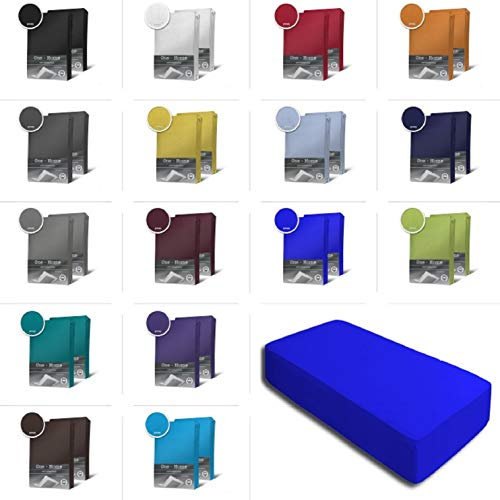 one-home 2er Set Jersey Spannbettlaken Spannbetttuch Baumwolle Topper Boxspringbett Laken, Größe:90x200 cm - 100x200 cm, Farbe:Royalblau