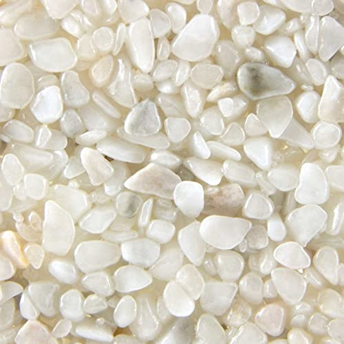 Terralith Steinteppich Marmor Komplett-Set für 1qm - Körnung: mittel - 4-6mm mit Polyurethan Bindemittel - für Außen in weiß (bianco)