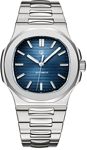 Pagani Design 1728 Herren-Automatikuhr, ST6, selbstaufziehendes Uhrwerk, Edelstahl, 100 m wasserdicht, modisch, Sport, mechanische Uhr, dunkelblau, Armband