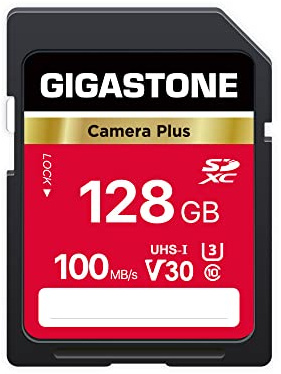 GIGASTONE 128GB SD Card, Camera Plus, V30 SDXC Memory Card High Speed UHD Video Compatible with Canon Nikon Sony Pentax Kodak Olympus Panasonic Digital Camera, with 1 Mini case