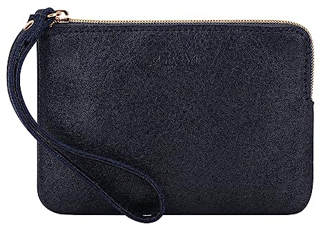 GAYI URBAN Genuine Leather 4.5 x 6.5 Wristlet Purse for Women, Evening Wristlet Pouch Clutch Bag (Black)