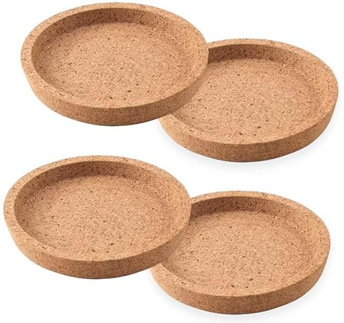 Kork-Untersetzer mit tiefer Nut rund 10 cm Durchmesser Original IKEA 365+ - Tischoberflächenschutz für heiße oder kalte Getränke - 4er-Pack