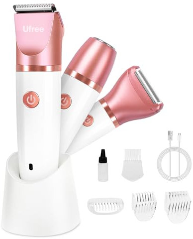 Ufree Lady Shavers for Women Pubic Hair, Bikini Trimmer Women Wet & Dry Use Groomer, Womens Electric Shavers Razors IPX7 Waterproof, Face Legs and Underarm Hair Shaver Cordless, Birthday Gifts, Gold
