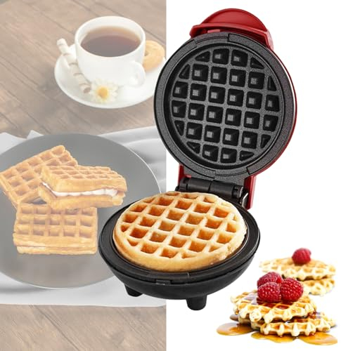 Waffle Maker, Mini Waffle Maker Machine,Waffle Maker Iron Machine, Non-Stick Electric Waffle Machine, Waffle Iron, Compact Snack Maker with Power/Ready Indicator Lights