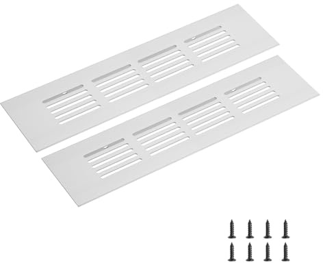 sourcing map Rectangle Ventilation Grille 200x50mm/8x2 Silver Tone | Aluminum Alloy Mesh,Air Vent Cover,Louvered Ventilation Cover,with Mounting Screws for Cabinet Shoe Closet