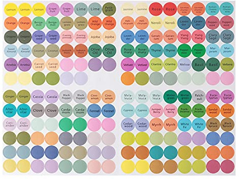 Lot de 192 étiquettes autocollantes pratiques en papier coloré pour bouteilles d'huile essentielle en verre, étiquettes de couvercle, autocollants ronds