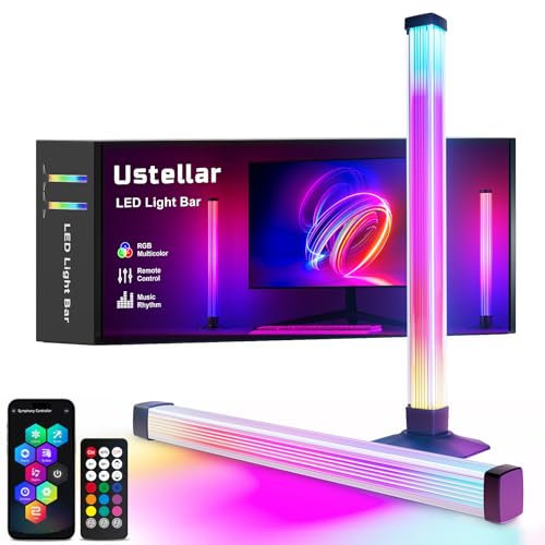 Ustellar RGB IC LED Light bar, 360° TV Backlight for 40-60 inch, USB Powered RGB Ambient Light with Music sync and Multi-Modes, app Control for Gaming PC TV