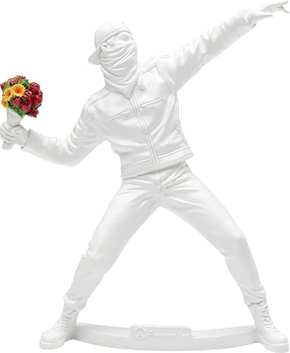 KARE Figura decorativa di design, bouquet di street art, bianco, oggetto decorativo, accessori per la casa, uomo con bouquet in mano, 27 x 7 x 24 cm (altezza x larghezza x profondità)