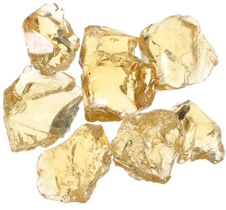 QUARKZMAN Vetro da fuoco per focolare, 3-5 cm (1/9-1/5), per camino naturale o a gas propano, vetro da fuoco per interni ed esterni, giallo, 400 g/14 oz