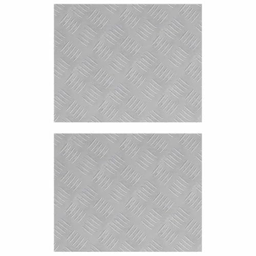 vidaXL Placas de Aluminio Acanaladas Set de 2 Antideslizantes 50X40 cm Texturizadas Duraderas para Interior Exterior Alfombrillas Treads Hojas Acanaladas Entrada Pasillo Seguridad Industrial Cubiert