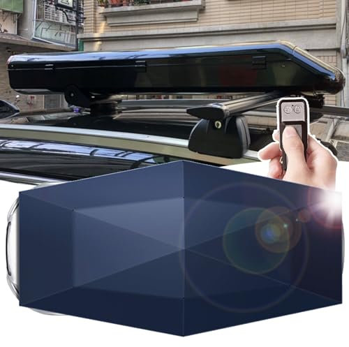 agreilduite Toldo Coche Automático con Mando - Cobertor 4 Estaciones 3.8×2.7m, Fijación Techo Permanente/20s Instalación - Protección Granizo/Calor/Excrementos,Blue