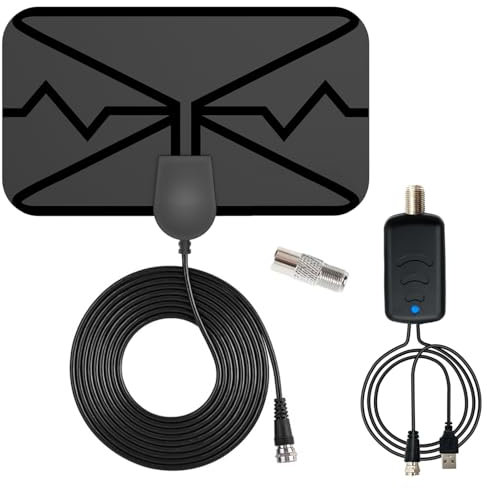 liuchanghe Antenna TV Interna Amplificata Potente, può ricevere segnali DVB-T2 entro un raggio di 250km, Antenna Digitale Terrestre supporta smart TV 4K HD/1080P