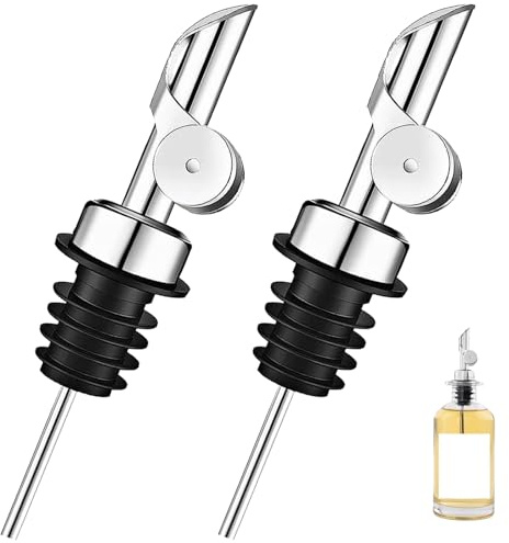 YAOYYG 2 Piezas Vertedor De Aceite De Oliva,Vertedor para Botellas De Aceite, Boquillas Aceite In Acero Inoxidable, Boquilla Plegable Automática, para Vino, Cócteles, Aceite De Oliva