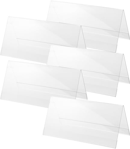 Baluue 5Pcs Blank Acrylic Table Signs Reusable Desk Name Plates for Wedding Party Banquet Office Display Dual-Sided Table Number Holders