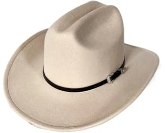 UBOHUZ Chapeau de Cowboy Western Vintage for Homme, Gentleman, Dame, Jazz, Cowgirl, avec Large Bord, Cloche, église, Sombrero, Hombre pour Extérieur(Beige)