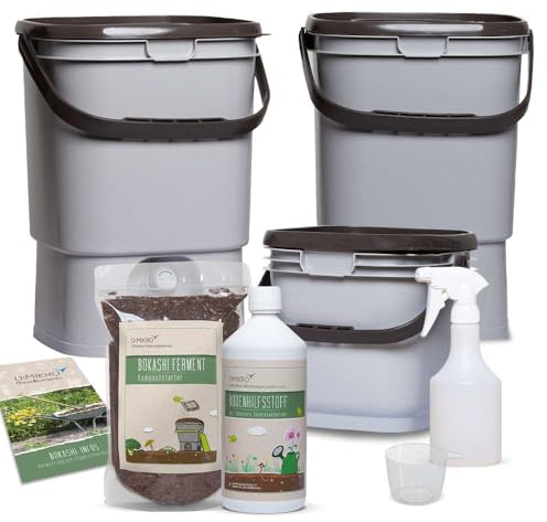 Seaux Bokashi - Kit de démarrage avec1 L EM aktiv + 1 kg de ferment Bokashi + brochure Bokashi