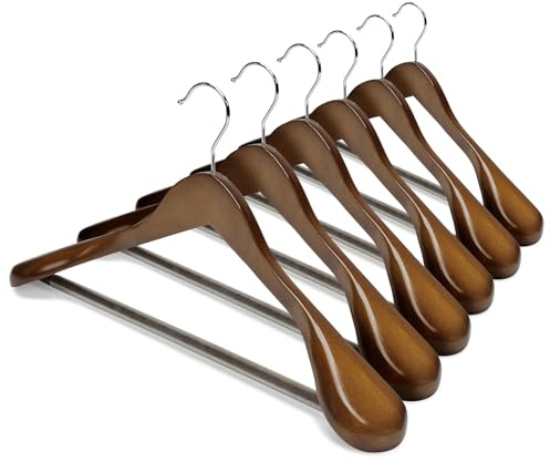 HOUSE DAY Grucce in legno a spalla larga, con barra antiscivolo, finitura liscia, gancio girevole 360°, massello, per abiti e giacche, confezione