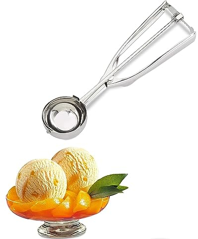 Cucchiaino per Gelato, Porzionatore per gelato in acciaio inox, Ice Cream Scoop 4cm, cucchiaio da gelato con grilletto e impugnatura comoda, per gelato, purè di patate, biscotti, pasta e melone