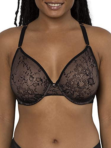 Smart & Sexy Soutien-Gorge Demi à Armatures en Maille Transparente pour Femme, Teinte Noire avec fièvre de Ballet (Pointe Lisse), 85D