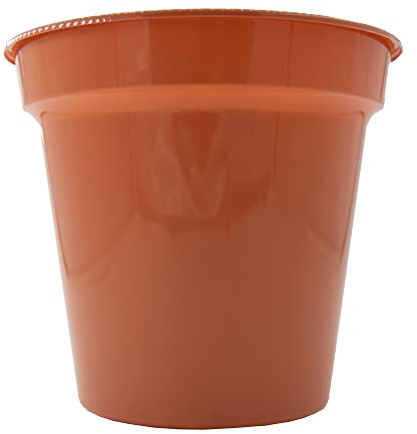 ANGIX 25cm Terracotta Plant Pots - Premium Glossy Plastic Reusable Flower Pots for Indoor & Outdoor Plants, Herbs - Ideal for Cultivation of Cuttings or Pricking Out - Garden Planters