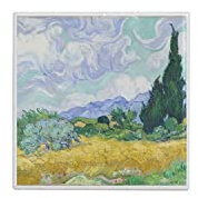 Fabulous Piastrella in ceramica decorativa - Vincent van Gogh - Campo di grano con cipresso 1889 Saint-Rémy, 4,5 x 4,5 cm
