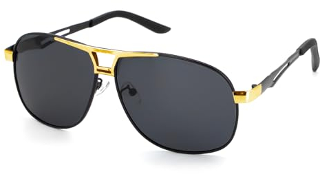 ALLY-MAGIC Sonnenbrille Herren, Pilotenbrille Sonnenbrille Herren Damen Piloten-Polarisiert Gläser Metallrahmen Unisex Fahren Gläser mit UV400 Schutz E9NSPGJSJ (Gold)