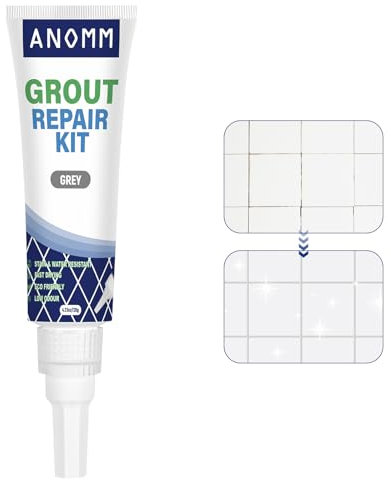 ANOMM 120ml Blanqueador de Juntas Azulejos, Gris Lechada para Azulejos Baño, Limpia Juntas Baldosas Suelo, Renovador de Juntas para Cocina, Baño, Ducha, Azulejos, Líneas de Pared