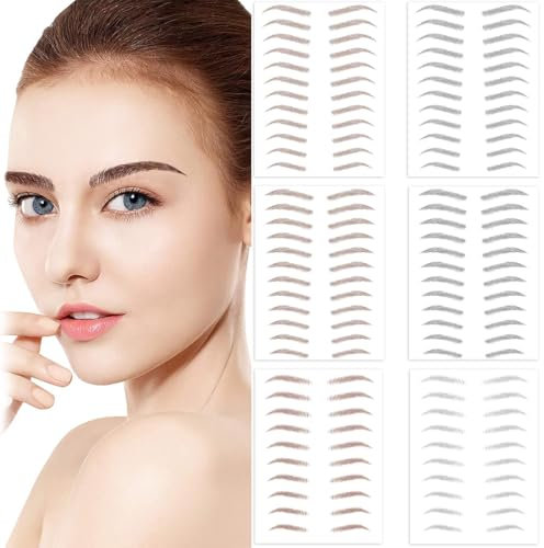XYTAHDM 60 Paia Adesivi per Tatuaggi per Sopracciglia, 6 Fogli 6D SSopracciglia Tatuaggio Bioniche Professionale, Impermeabili Adesivi Trasferimenti Sopracciglia, per Donne