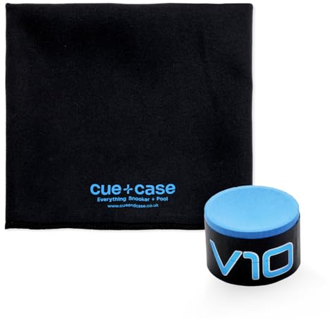 Taom V10 Professional Snooker Pool Chalk - Round Shape - Eliminates Kicks - No Residue - Free Cue + Case Microfibre Cue Towel (Blue + Free Towel)