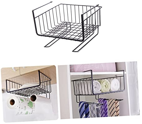 KICHOUSE Estante Debajo Del Gabinete De Cocina Forma De U, Tamaño Estándar, Acero Resistente Acabado Negro, Gancho Plano Para Tableros Hasta 3,5 Cm, Almacenamiento y Organización Para Cocina y Armario