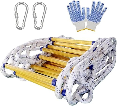 OYYMTE Escalera de Emergencia Escalera de Cuerda de Escape de Incendios, Salida de Incendios de Emergencia for Adultos con Gancho, Utilizada for Escalar escaleras de Cuerda(8m/26.2ft)