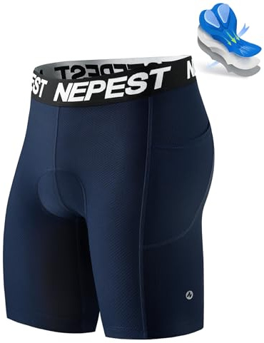 Nepest Bike Shorts for Men Padded Cycling Underwear Dark Blue/Dark Blue, L