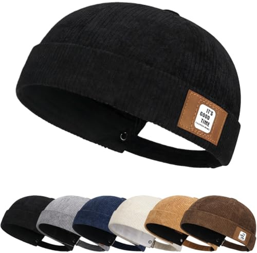 Cozyan Retro Docker Hat Cappello Senza Visiera Berretto da Portuale Uomo Donna Berretto Docker da Portuale Uomo da Motociclista Cappello Senza Visiera Rolled Cuff Brimless Hat