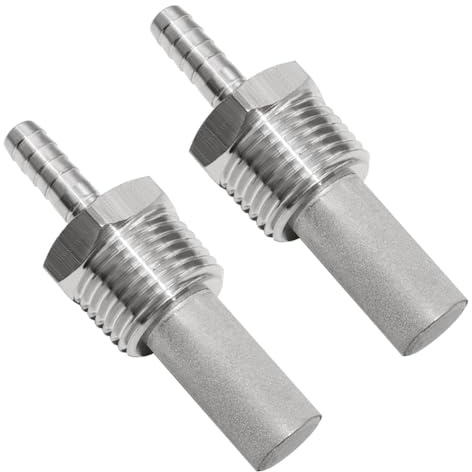 Joywayus 2PCS 0.5 Micron Home Brew Aeration Stone 1/2 NPT with 1/4 Barb Inline Oxygenation Stainless Steel Diffusion Stone Carbonation Stone