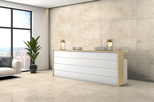 Gres24 Prestige Piastrelle in Gres Porcellanato, Effetto Marmo, Crema Perlato, 60x120cm, Lucido, Superficie Liscia, Spessore 9mm, 2 Lastre, 1,44m²