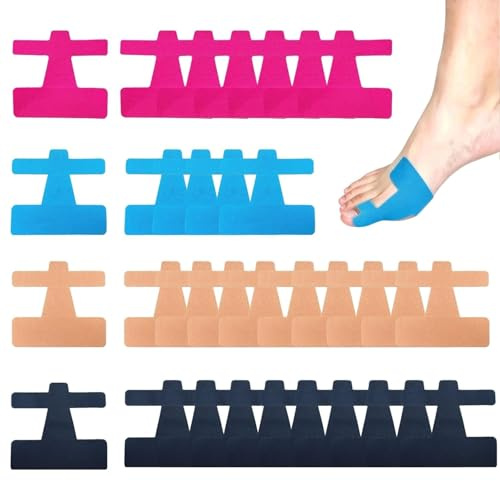 Beread 40 pezzi di Kinesiotape per Alluce Valgo, Nastri Fisioterapici Sportivi Pretagliati per Dita Dei Piedi e Piedi, Nastro Kinesiologico Pretagliato per Alluce Valgo, Ridurre il Dolore All'alluce