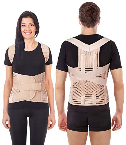 TOROS GROUP MANUFACTURE Postura Espalda con Faja Lumbar Ajustable - Corrector de Espalda Hombre y Mujer para Dolor Espalda - Posture Corrector Corrector postural transpirable LUX Beige LARGE