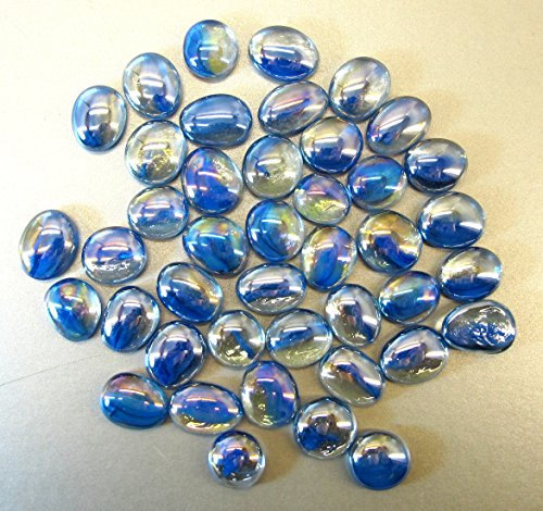 Ullmannglass Glasnuggets - Dekosteine - Muggelsteine, klein (Ø ca. 18-21 mm) in kristall-blau irisierend im 200g Beutel