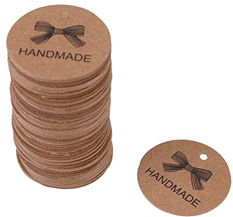 Hilitand Papper etiketter, 100 stycken 4 cm runda presentetiketter för bröllop favoritdagar/produkt hängande etikettar/kläder smycken prisskylt (# 5)