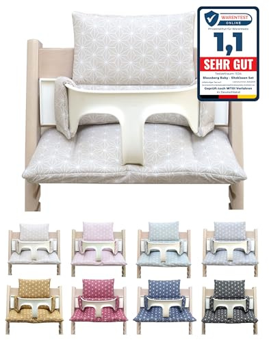 Blausberg Baby – belagd kudde set för Tripp Trapp Stokke – Happy Star beige – 100 % tillverkad i Tyskland, alla material Oeko TEX 100 certifierad
