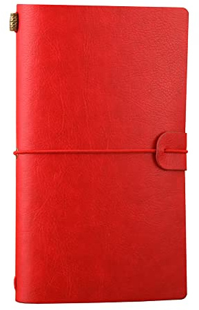 Travel Journal Notebook, Refillable Leather Journal Travelers Notebook, Vintage Travel Diary, Red, 13 * 20cm